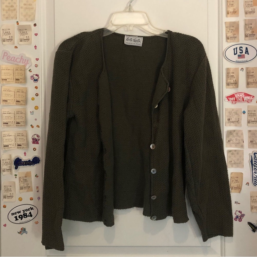 Green Knit Button up Cardigan Jacket